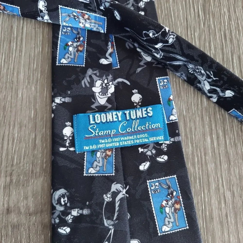 Vintage 1997 Looney Tunes- Bugs Bunny Stamps Tie Necktie
